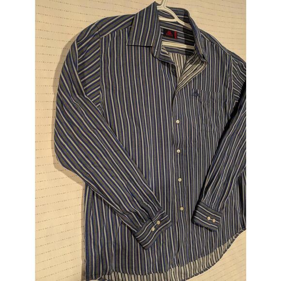 Robe Di Kappa Stylish Striped Button-Up Shirt Mens XL Blue White - Picture 2 of 13